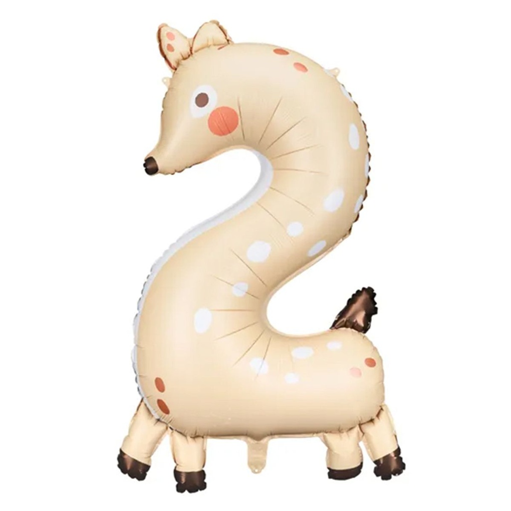 Zahlenballon 2 - Ballon XXL in Rehmotiv - Folienballon 55x88cm