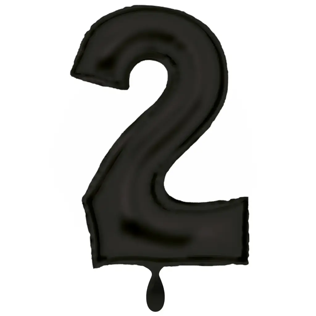 Zahlenballon 2 - Ballon XXL in Schwarz - Folienballon 86cm 