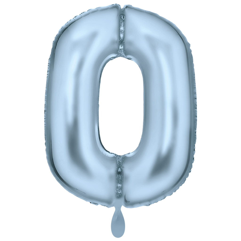 Zahlenballon 0 - Ballon XXL in Silk Lustre Pastel Blau - Folienballon 86cm