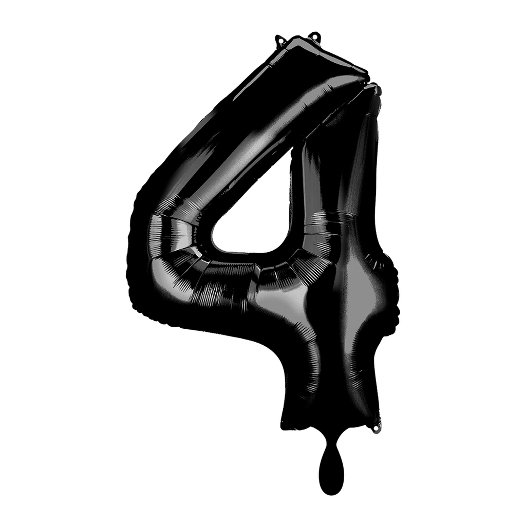 Zahlenballon 4 - Ballon XL in Schwarz - Folienballon 66cm