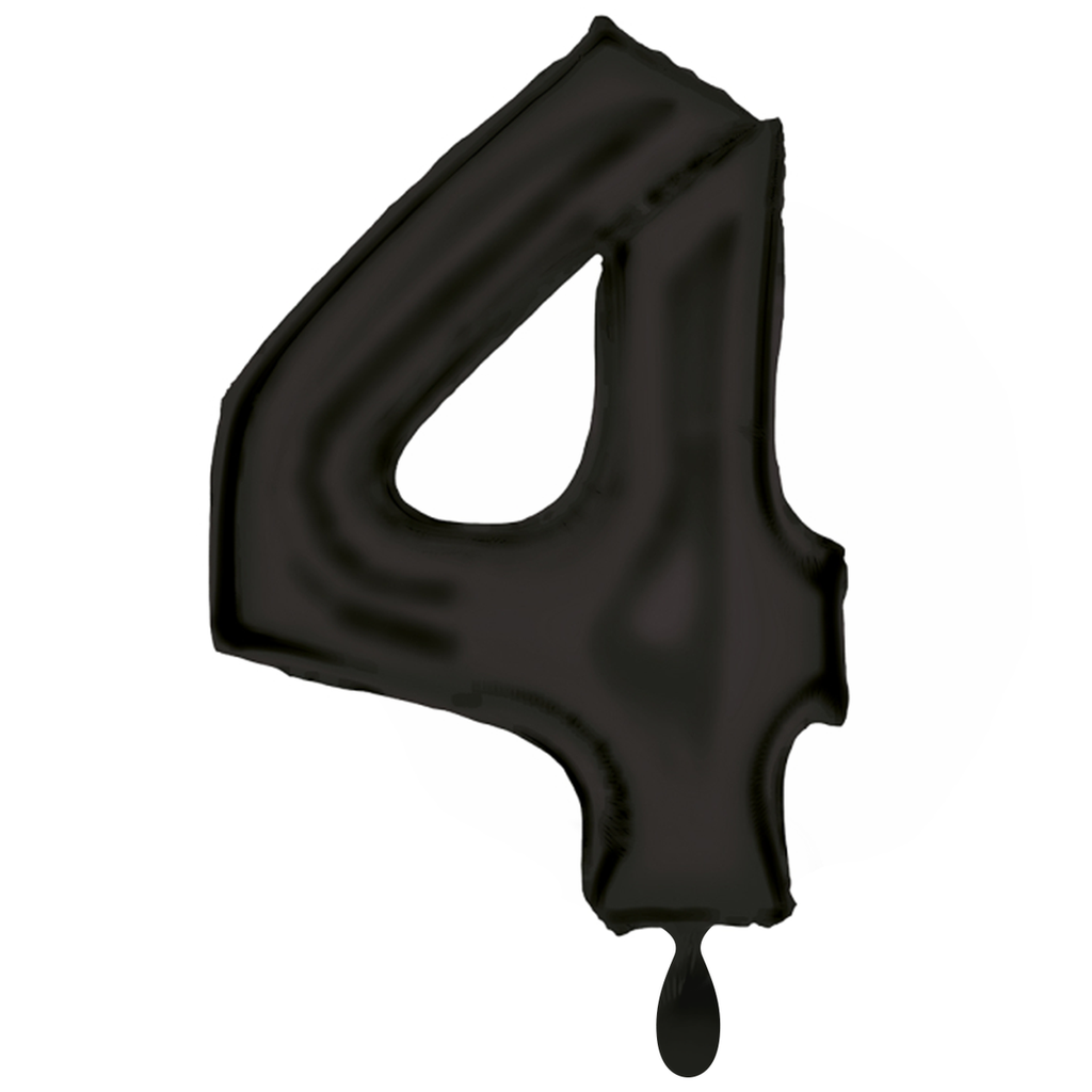 Zahlenballon 4 - Ballon XXL in Schwarz - Folienballon 86cm