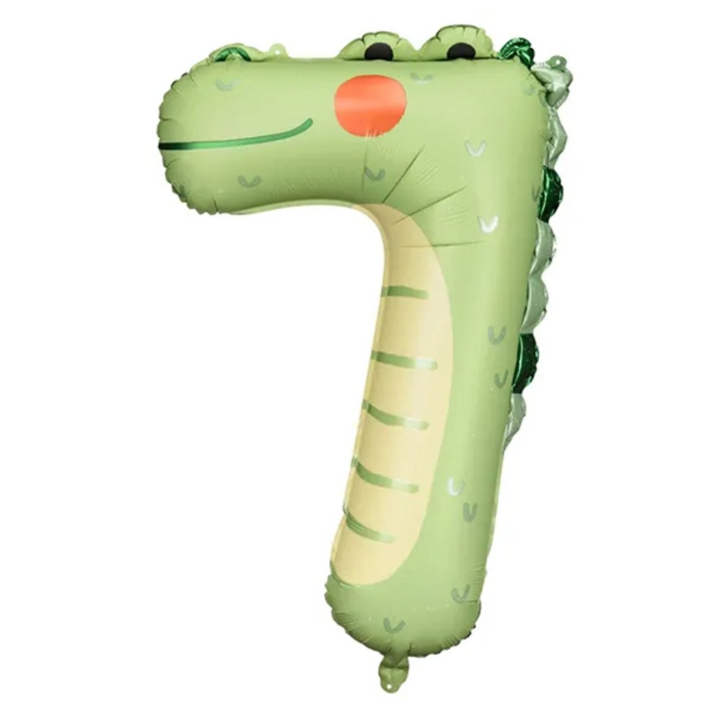 Zahlenballon 7 - Ballon XXL in Krokodilmotiv - Folienballon 49x73cm