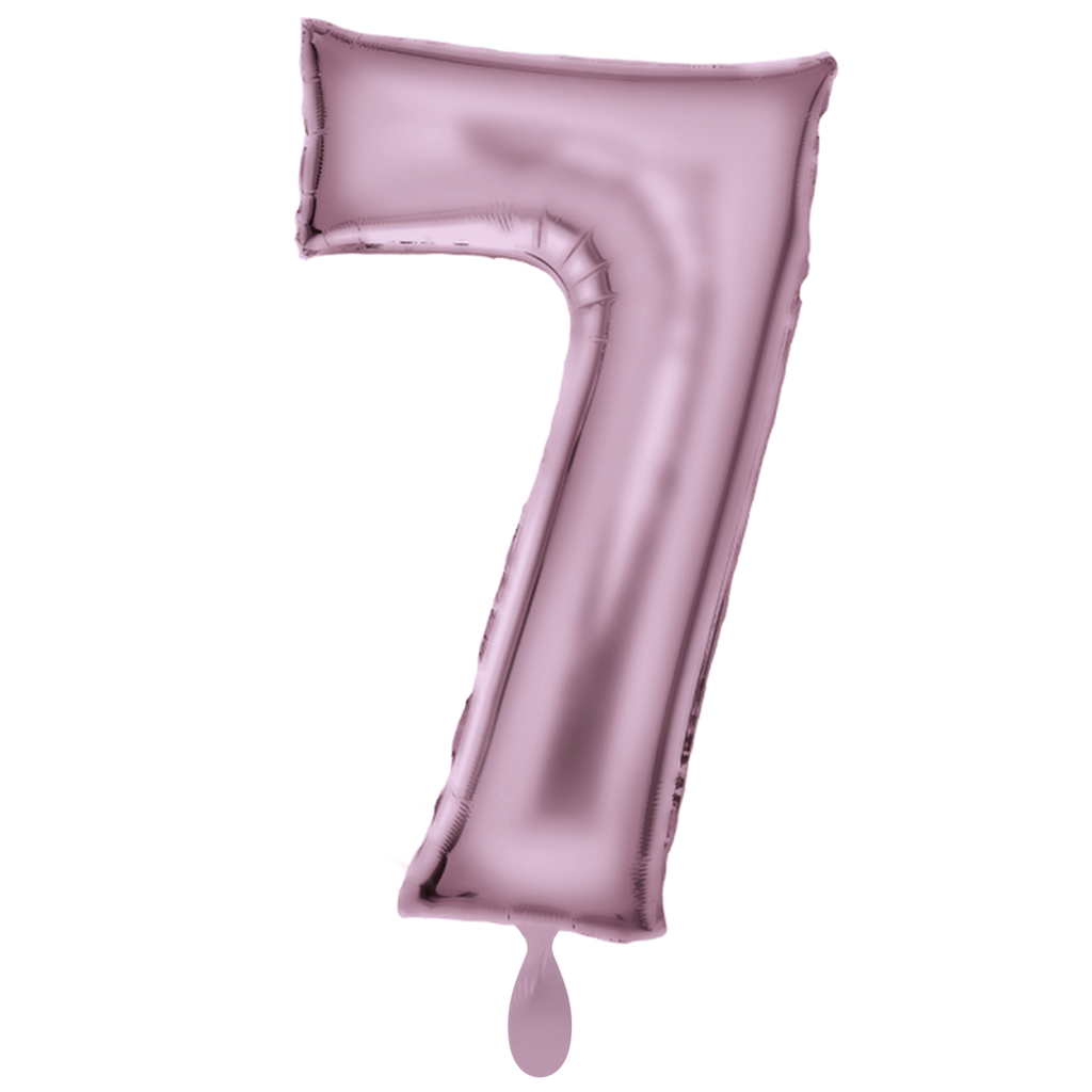 Zahlenballon 7 - Ballon XXL in Silk Lustre Pastel Pink - Folienballon 86cm