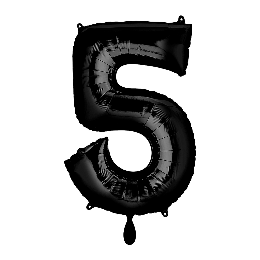 Zahlenballon 5 - Ballon XL in Schwarz - Folienballon 66cm