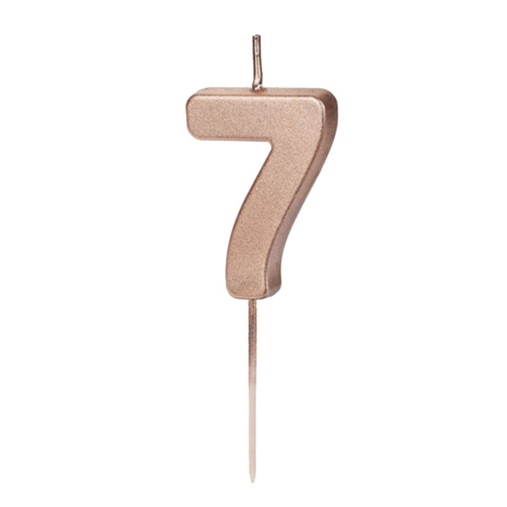 Zahl 7 Zahlenkerze - Rosegold Happy Birthday Kerze Kuchenkerze