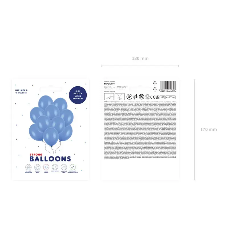 10 Luftballons - Ø 30cm - Pastell - Ultramarine