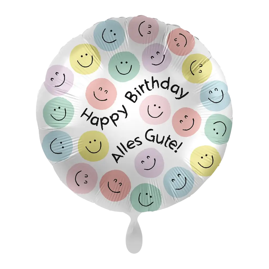 Alles Gute zum Geburtstag - Colourful Smileys Birthday Ballon Folienballon 43cm
