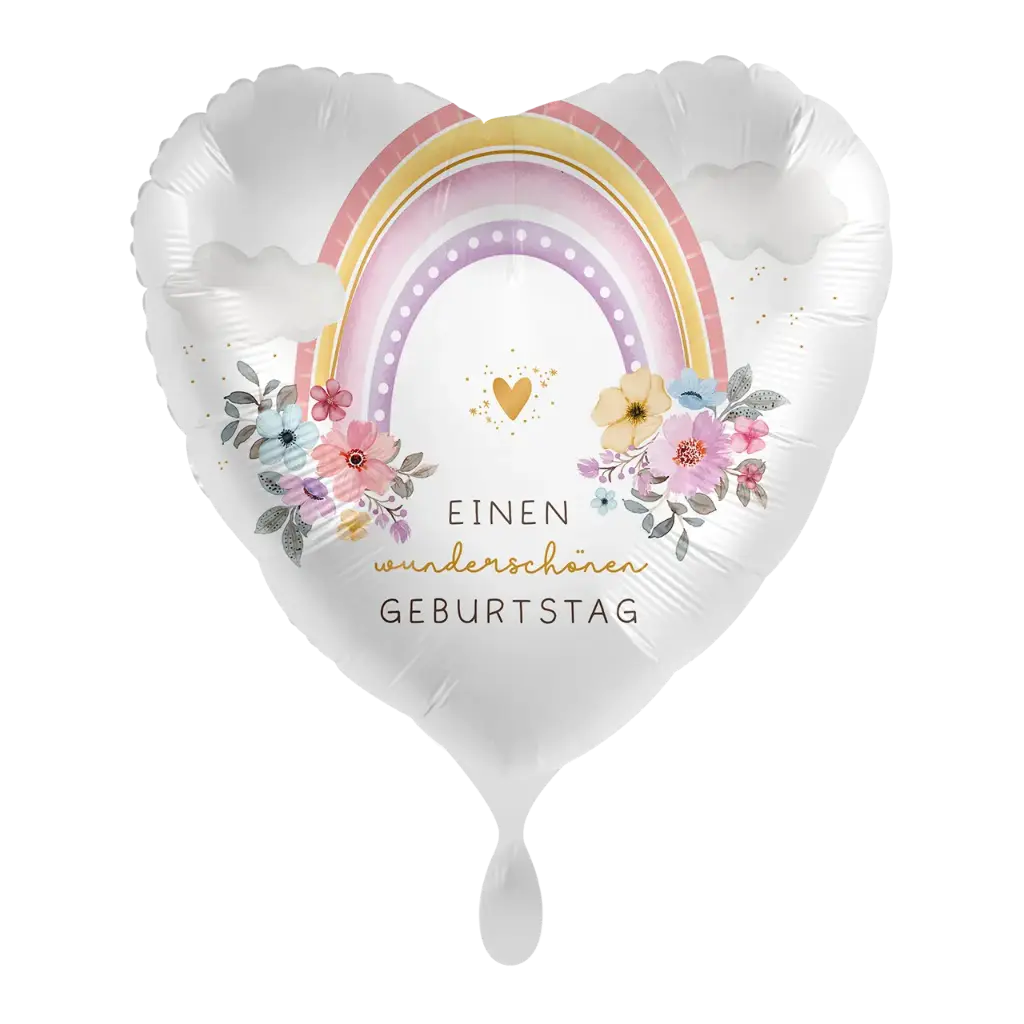 Alles Gute zum Geburtstag - Rainbow Flowers Birthday Ballon Folienballon 43cm