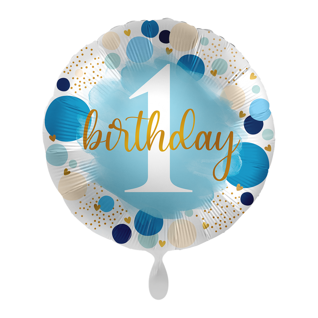 1. Geburtstag Kreise in blau - Lucky One Ballon Folienballon 43cm