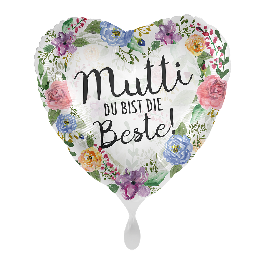 Mama du bist die Beste Herzballon - Mutti Flowers Ballon Folienballon 43cm