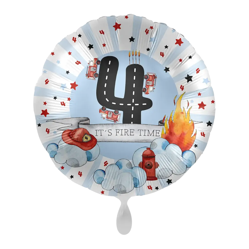 4. Geburtstag Feuerwehr - Happy Fire Engine Birthday XXL Ballon Folienballon 43cm