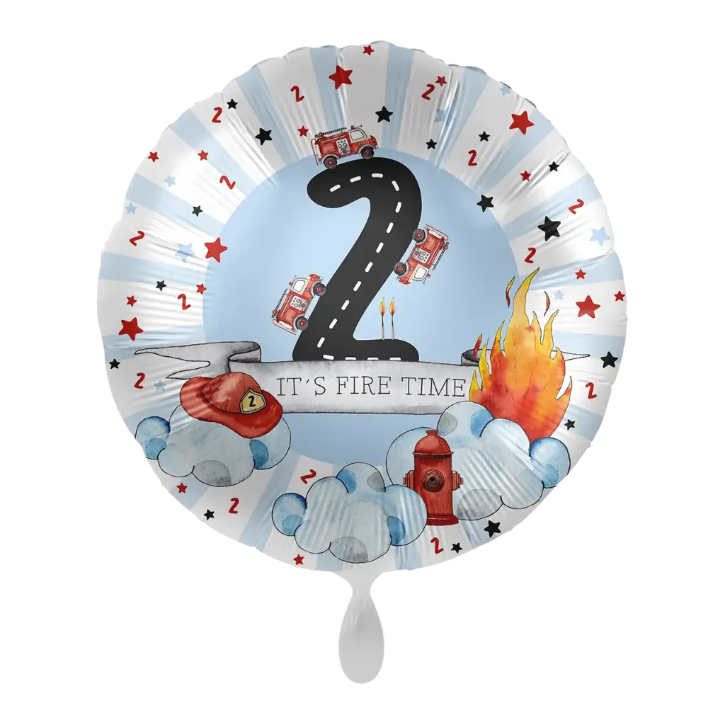 Feuerwehr 2. Geburtstag - Birthday Fire Engine Ballon Folienballon  XXL Ballon Folienballon 71cm