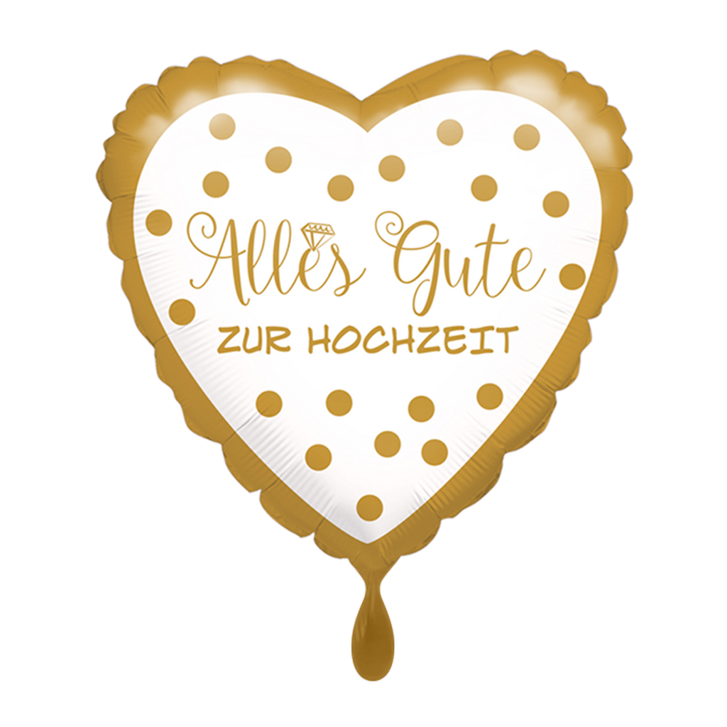 Alles Gute zur Hochzeit Herzballon - Heart Ballon Folienballon 43cm