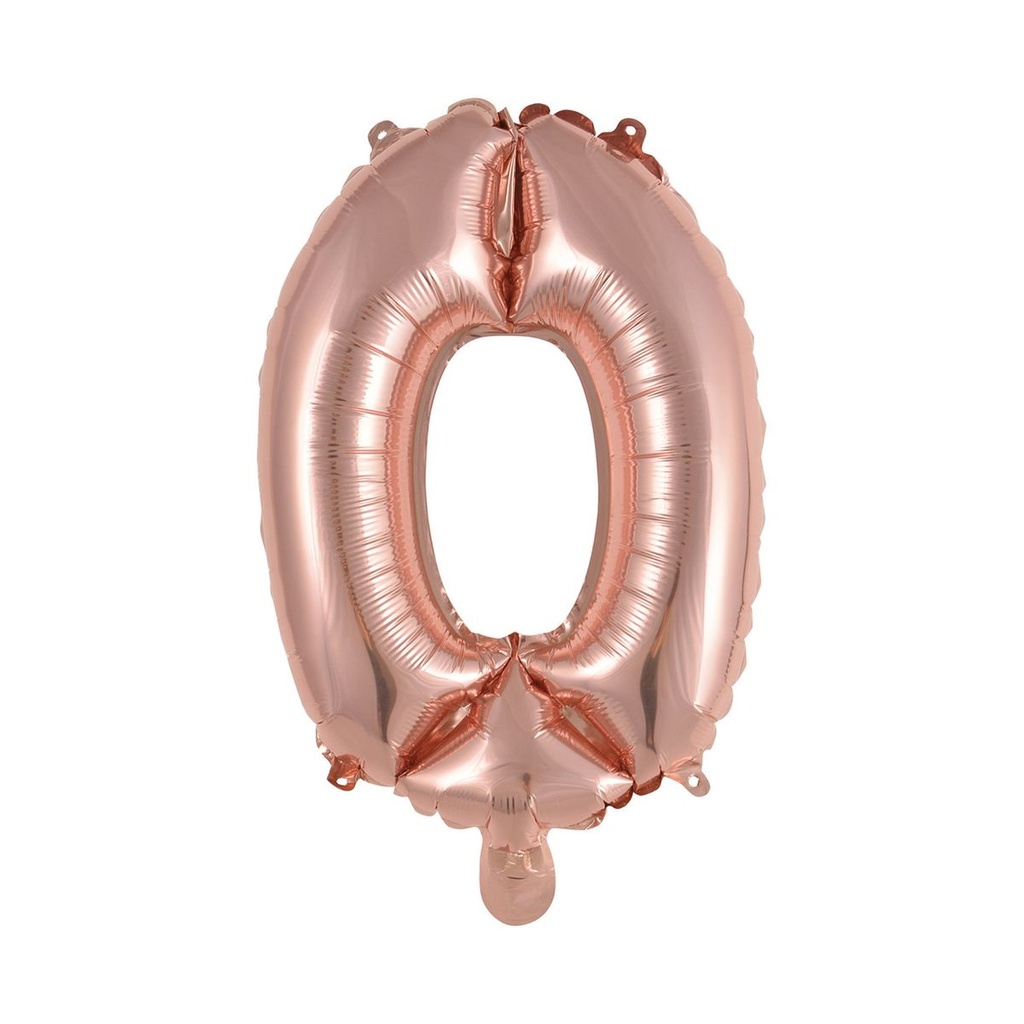 Zahlenballon Zahl 0 - Ballon XS in Rosegold - Folienballon 41cm