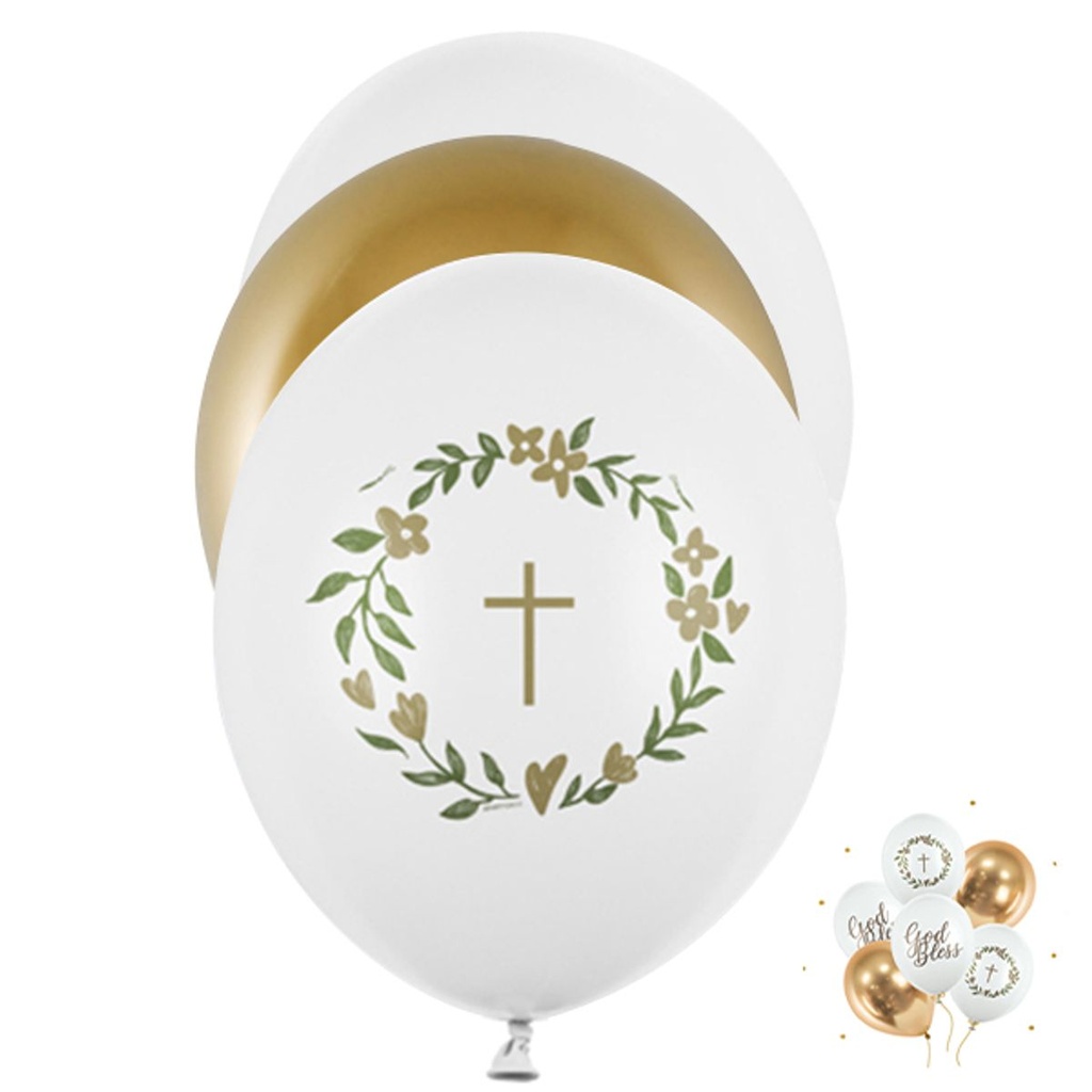 6 Christliche Motivballons Geburtstag - God Bless Latex Ballon Ø 30cm