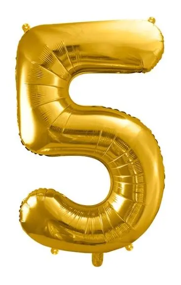Zahlenballon 5 - Ballon XXL in Gold - Folienballon 86cm