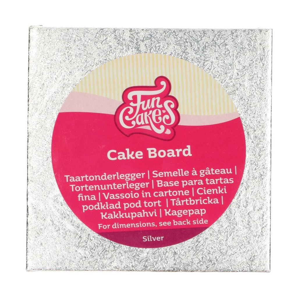 FunCakes Tortenplatte / Cakeboard Quadratisch 12,5x12,5cm - Silber