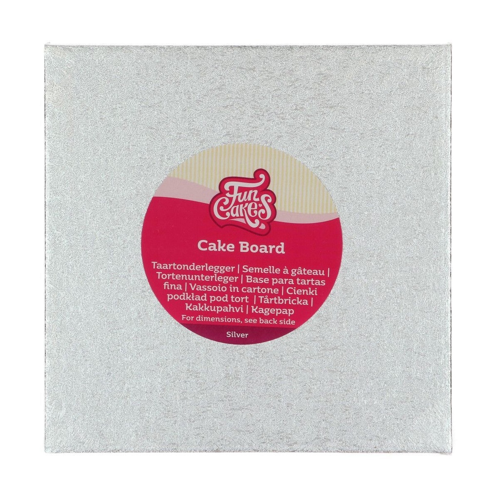 FunCakes Tortenplatte / Cakeboard Quadratisch 20x20cm - Silber