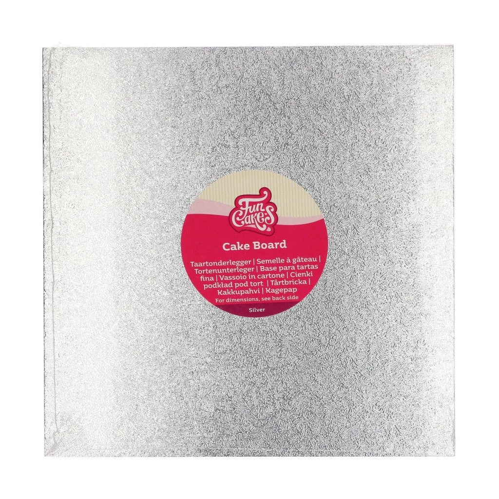 FunCakes Tortenplatte / Cakeboard Quadratisch 25x25cm - Silber