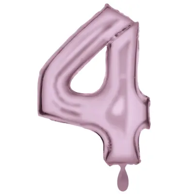 Zahlenballon 4 - Ballon XXL in Silk Lustre Pastel Pink - Folienballon 86cm