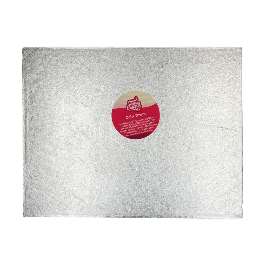 FunCakes Tortenplatte / Cakeboard Eckig 45,5 x 35,5 cm - Silber