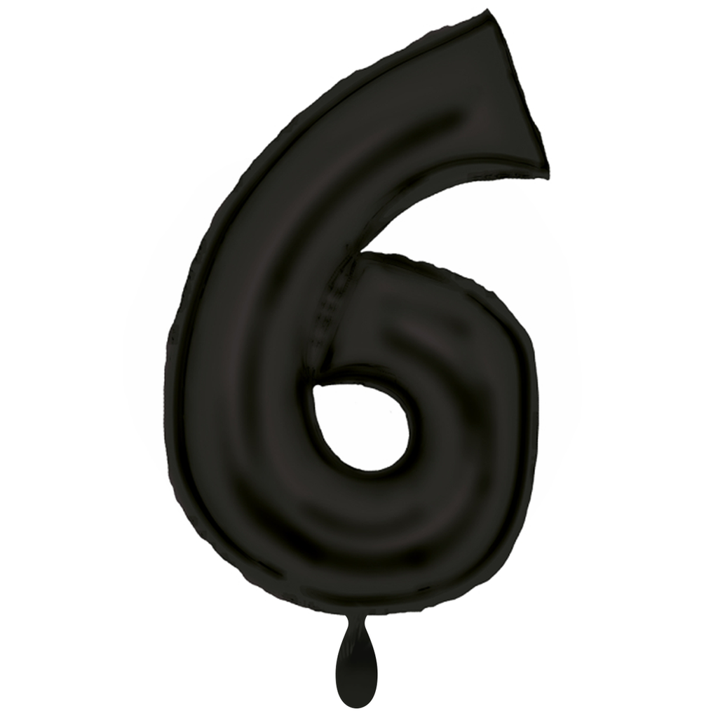 Zahlenballon 6 - Ballon XXL in Schwarz - Folienballon 86cm