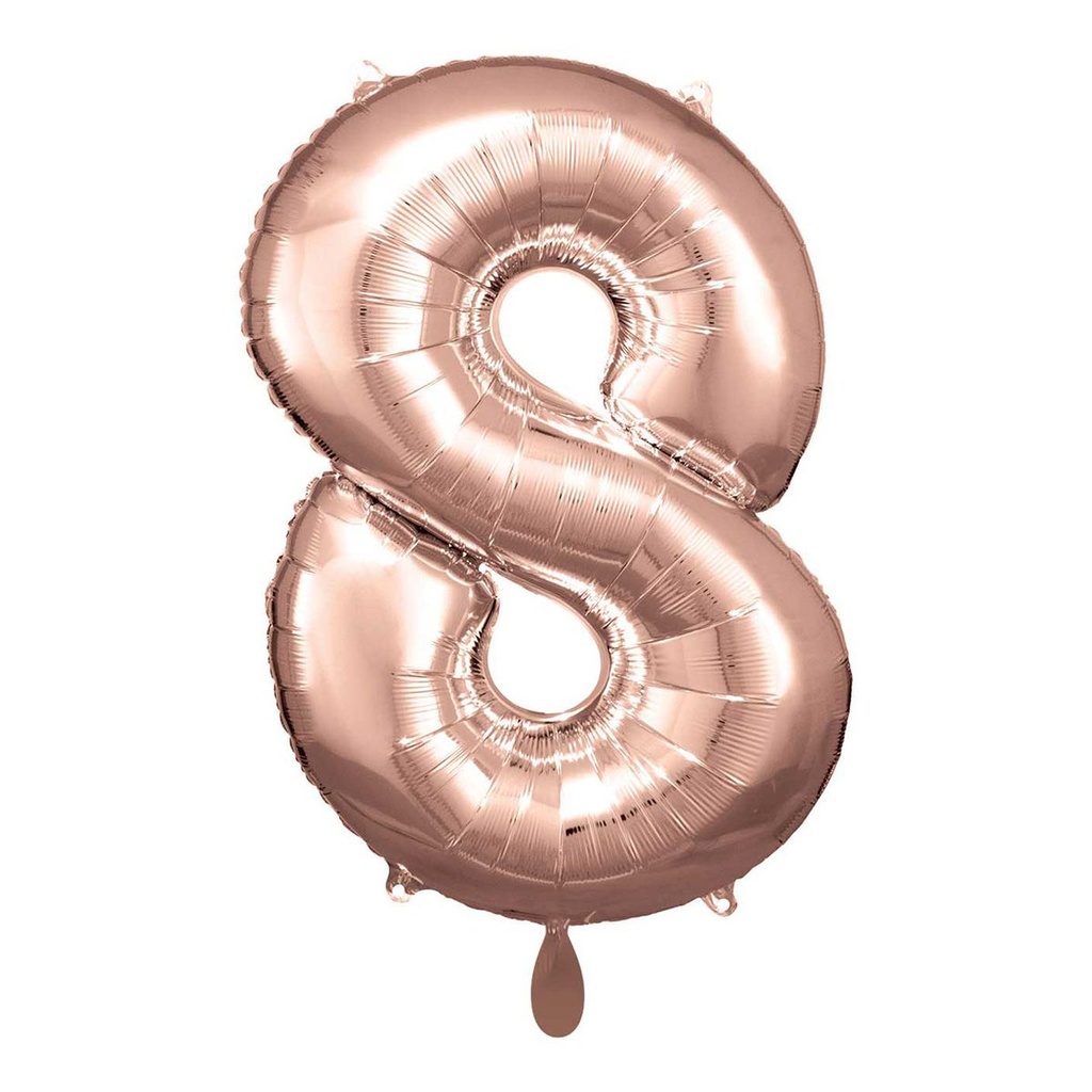 Zahlenballon 8 - Ballon XL in Rosegold - Folienballon 66cm