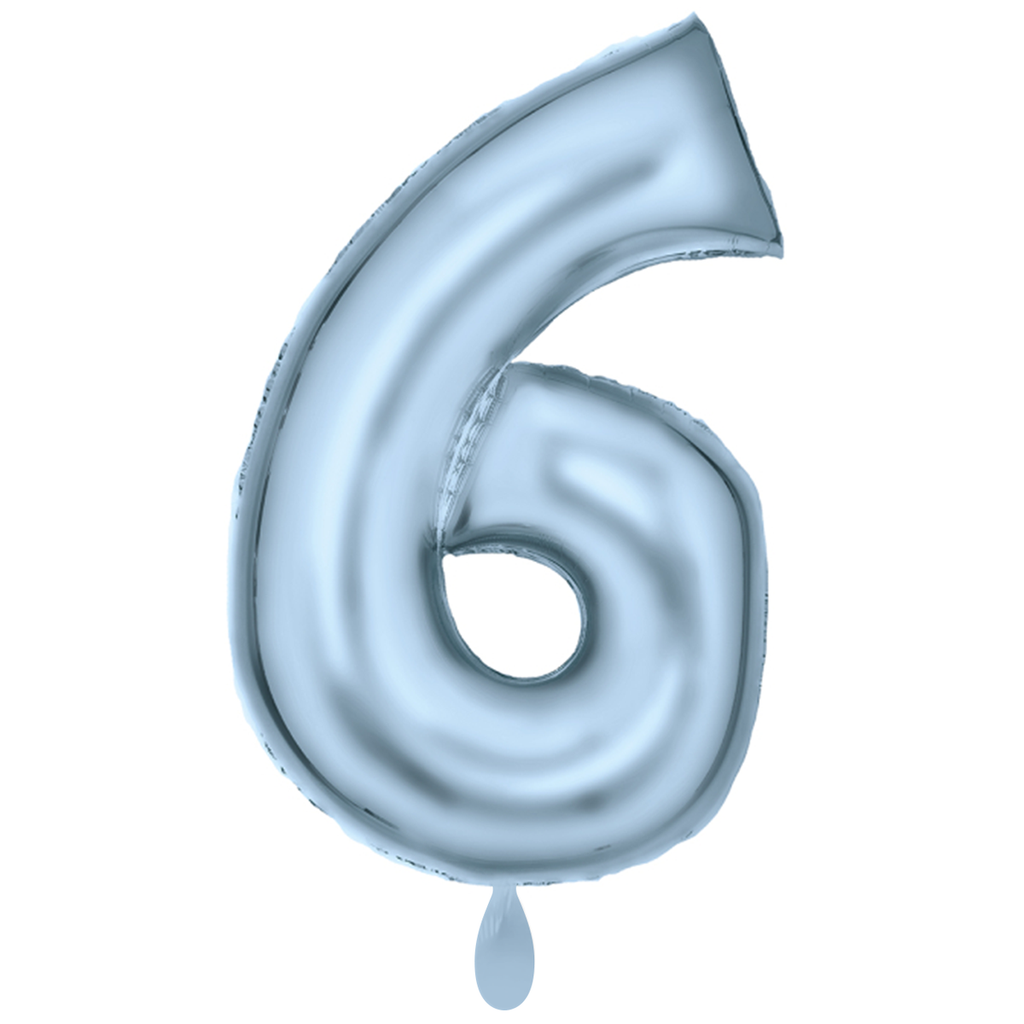 Zahlenballon 6 - Ballon XXL in Silk Lustre Pastel Blau - Folienballon 86cm
