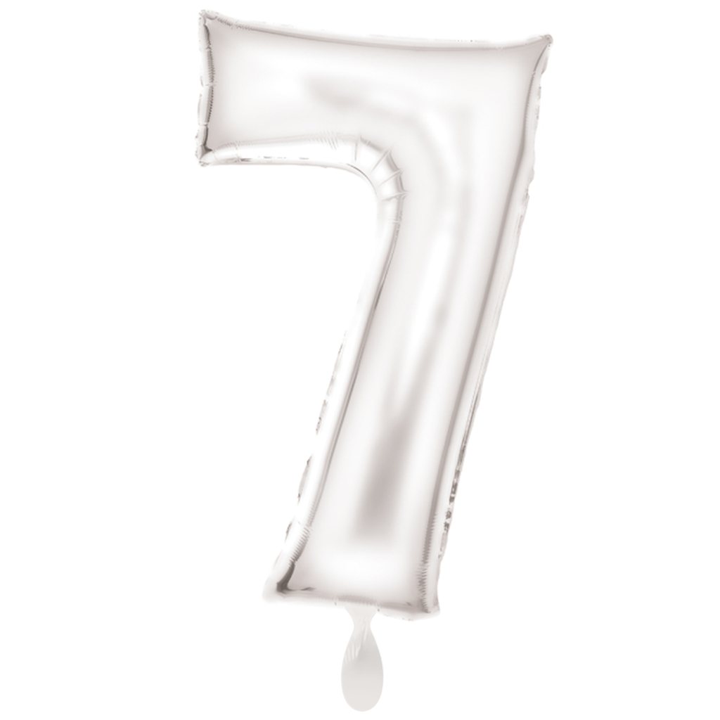 Zahlenballon 7 - Ballon XXL in Silk Lustre Weiß - Folienballon 86cm