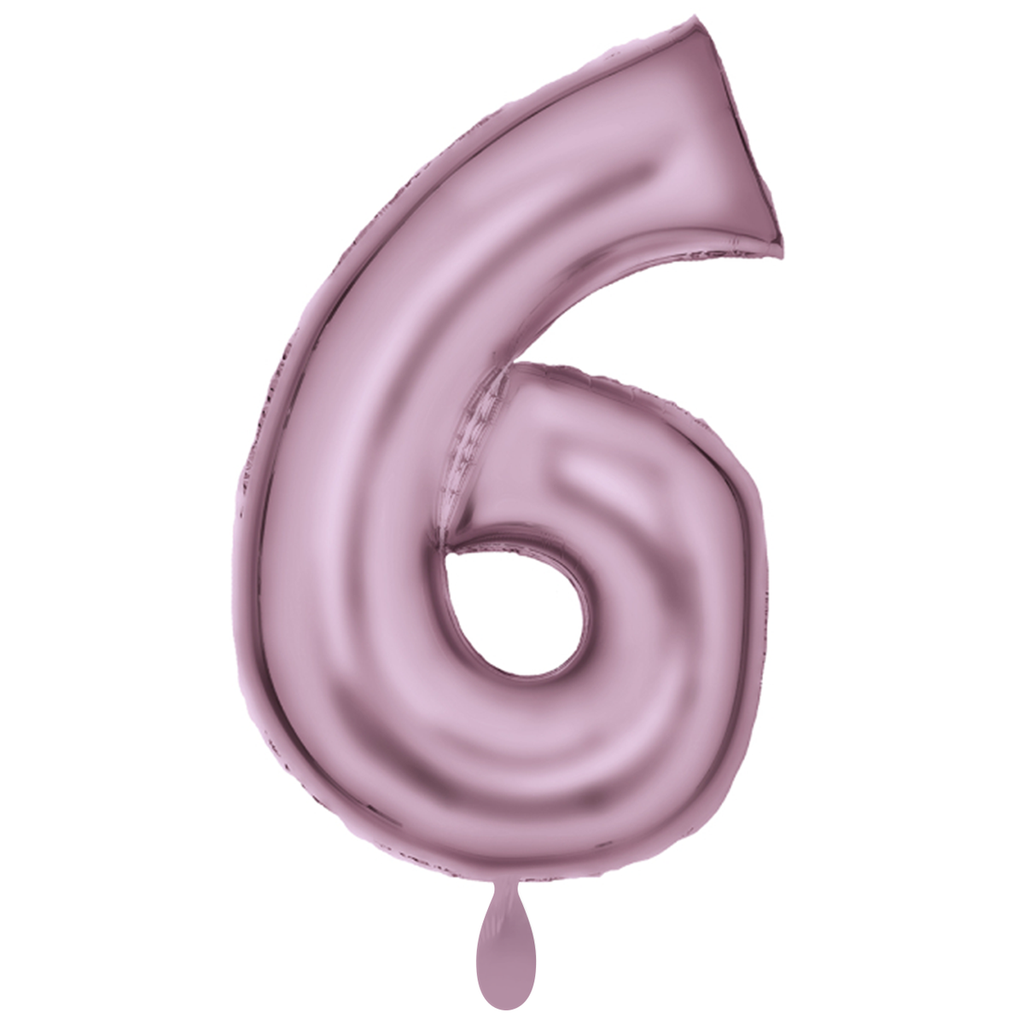 Zahlenballon 6 - Ballon XXL in Silk Lustre Pastel Pink - Folienballon 86cm