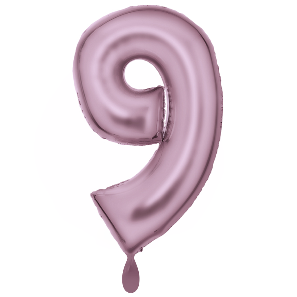 Zahlenballon 9 - Ballon XXL in Silk Lustre Pastel Pink - Folienballon 86cm