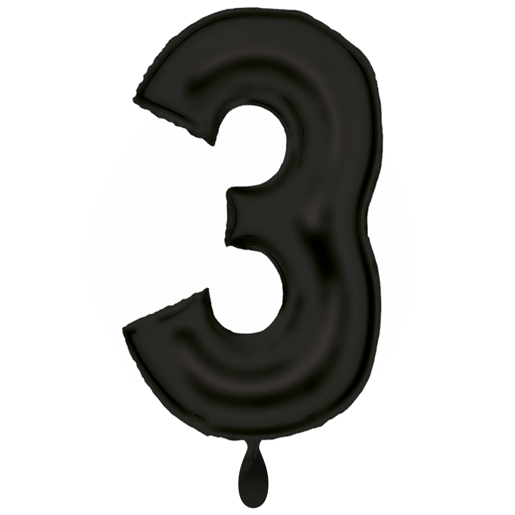 Zahlenballon 3 - Ballon XXL in Schwarz - Folienballon 86cm