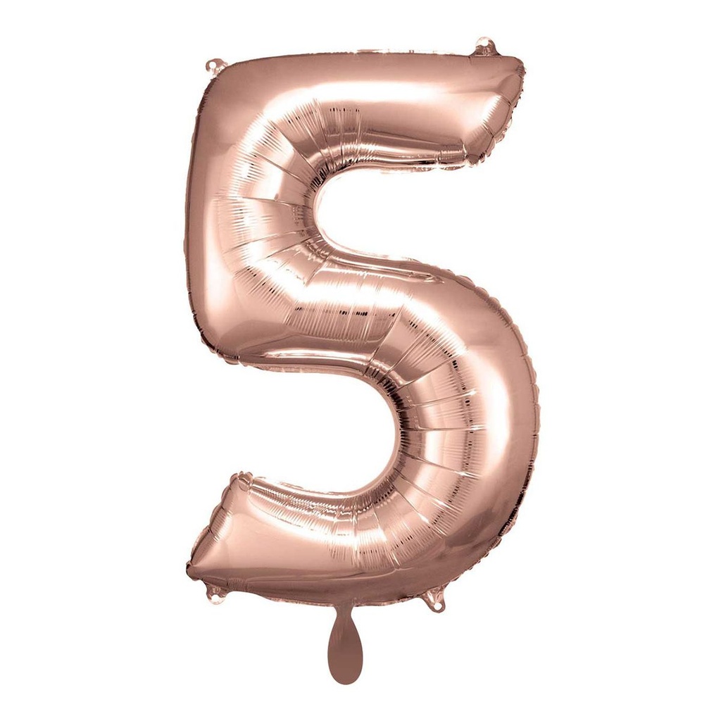 Zahlenballon 5 - Ballon XL in Rosegold - Folienballon 66cm