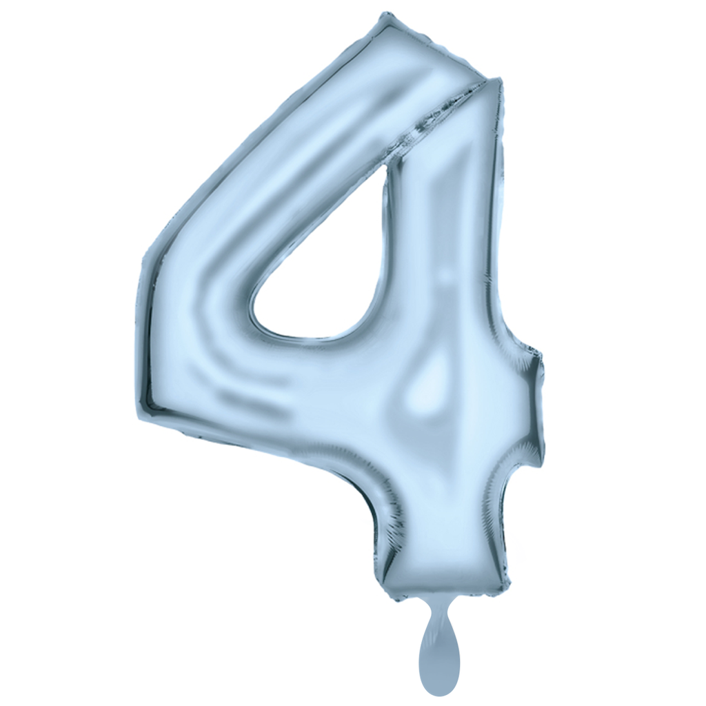 Zahlenballon 4 - Ballon XXL in Silk Lustre Pastel Blau - Folienballon 86cm