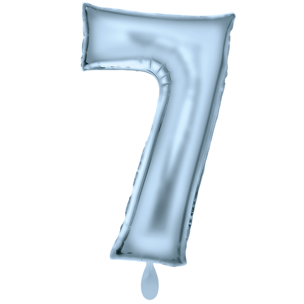 Zahlenballon 7 - Ballon XXL in Silk Lustre Pastel Blau - Folienballon 86cm
