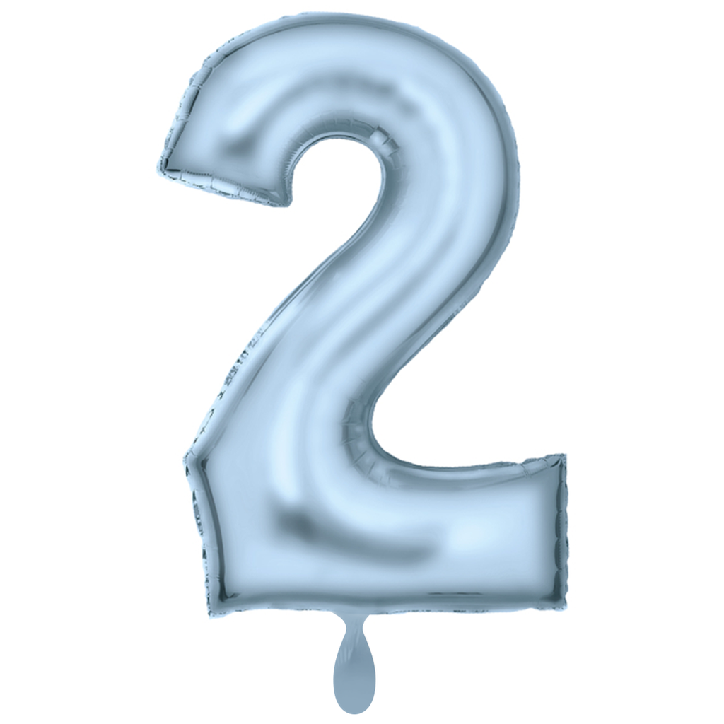Zahlenballon 2 - Ballon XXL in Silk Lustre Pastel Blau - Folienballon 86cm