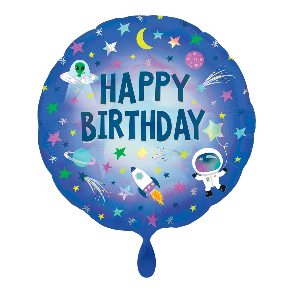Galaxy Geburtstag - Iridescent Happy Birthday Outer Space Ballon Folienballon 45cm