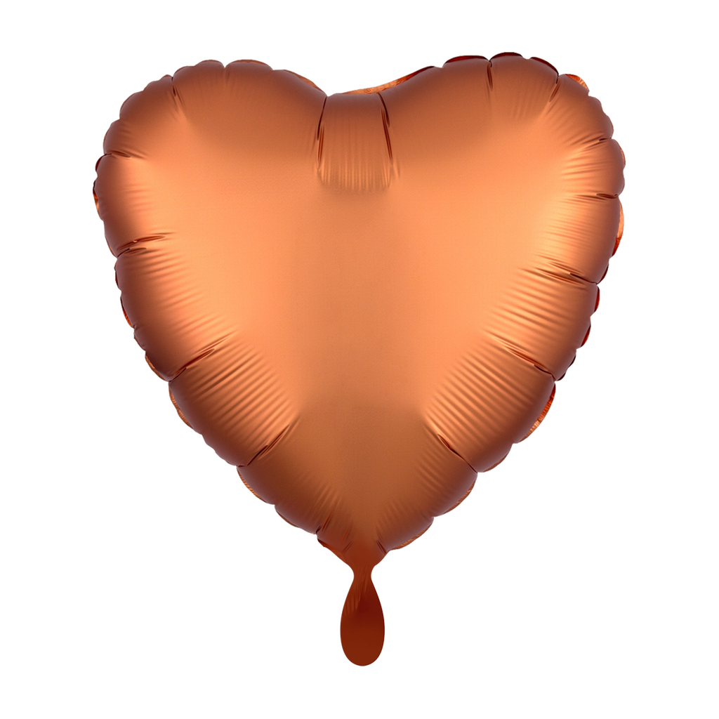Herz Ballon in Satin Orange - Heart Folienballon 43cm