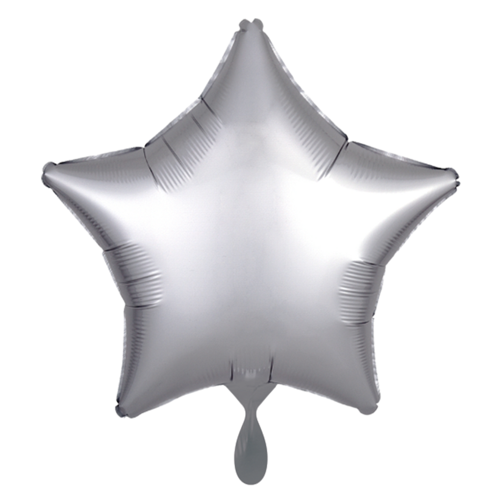 Stern Satin Ballon in Silber - Folienballon 48cm