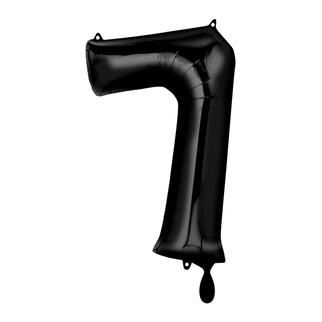 Zahlenballon 7 - Ballon XL in Schwarz - Folienballon 66cm