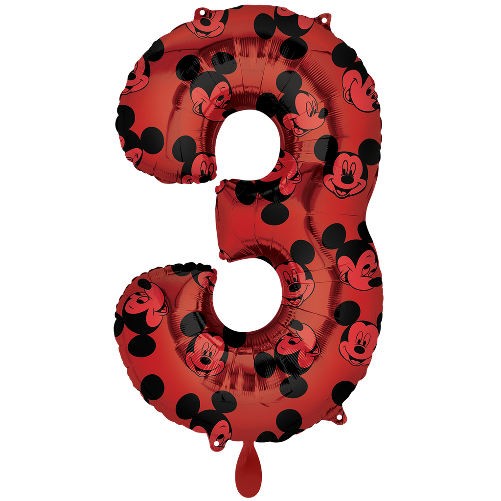 Micky Maus Nummer 3 - Mickey Mouse Zahlenballon Ballon Folienballon 66cm