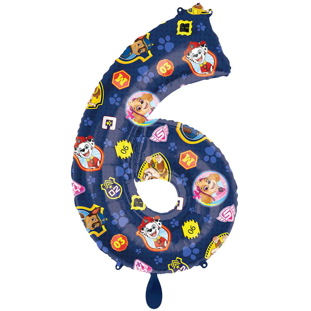 Paw Patrol Number 6 - Zahlenballon Ballon XXL Folienballon 86cm