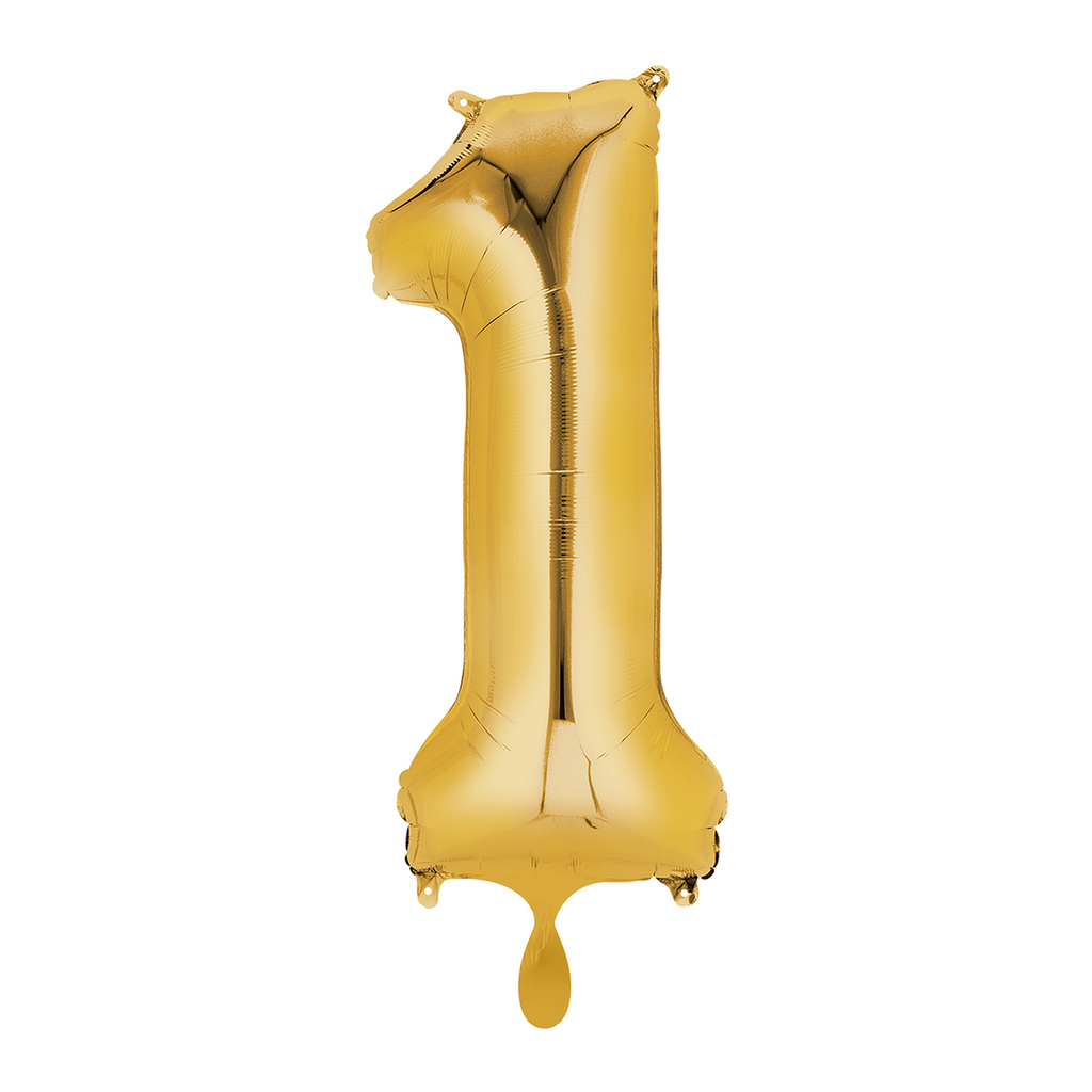 Zahlenballon 1 - Ballon XL in Gold - Folienballon 66cm