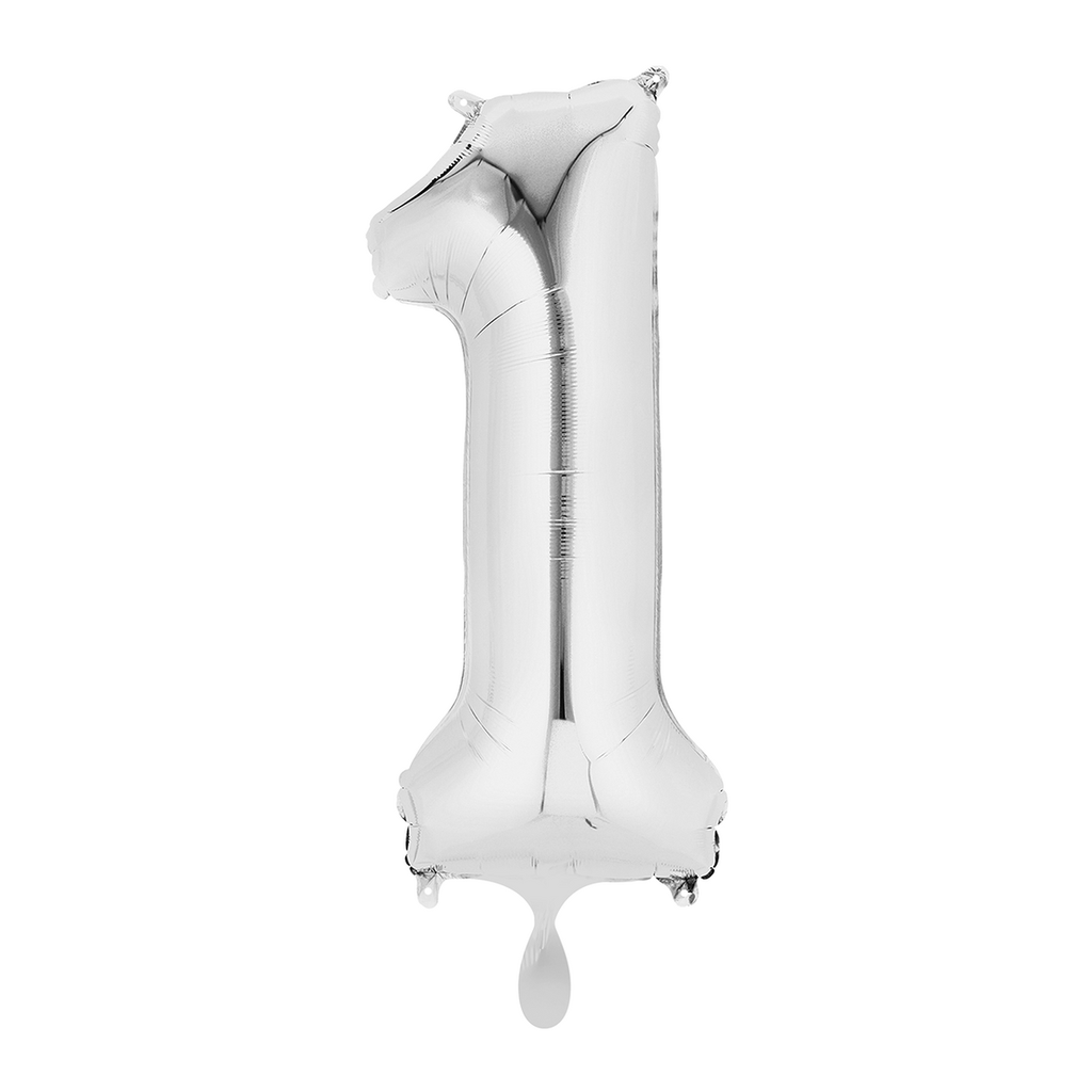 Zahlenballon 1 - Ballon XL in Silber - Folienballon 66cm