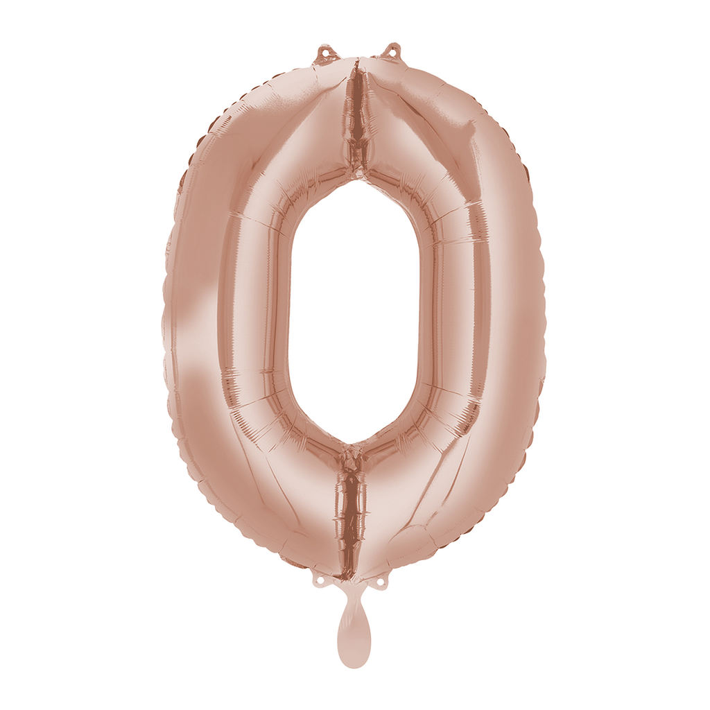 Zahlenballon 0 - Ballon XL in Rose-Gold - Folienballon 66cm