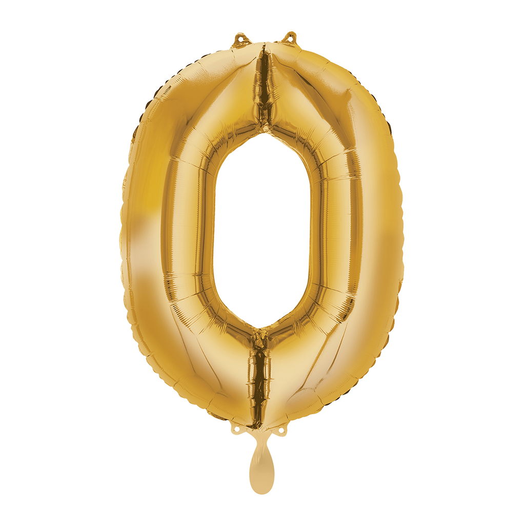 Zahlenballon 0 - Ballon XL in Gold - Folienballon 66cm