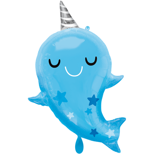[4155101] Freundlicher Narwal Ballon - Ocean Narwhal Baby Folienballon 66x76cm