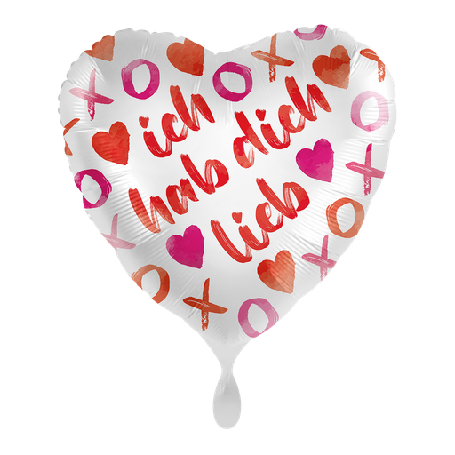 [70067K] Ich hab dich lieb Herzballon - XOXO Love Heart Ballon Folienballon 43cm