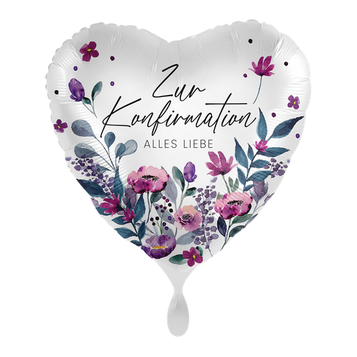 [81177-GER] Konfirmation Blumen - Flowery Confirmation Konfirmationsballon Ballon Folienballon 43cm