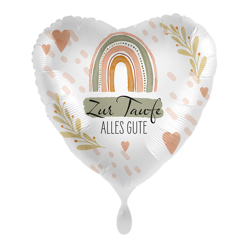 [81098-GER] Zur Taufe Alles Gute Herzballon - Natural Rainbow Ballon Folienballon 43cm